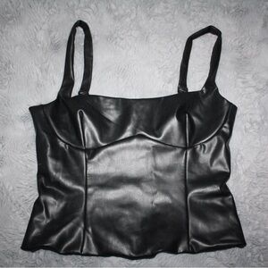 Dynamite Black Square Neck Faux Leather Top